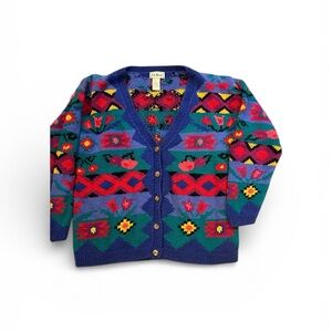Vintage L.L. Bean Multicolor Geometric Women's Cardigan